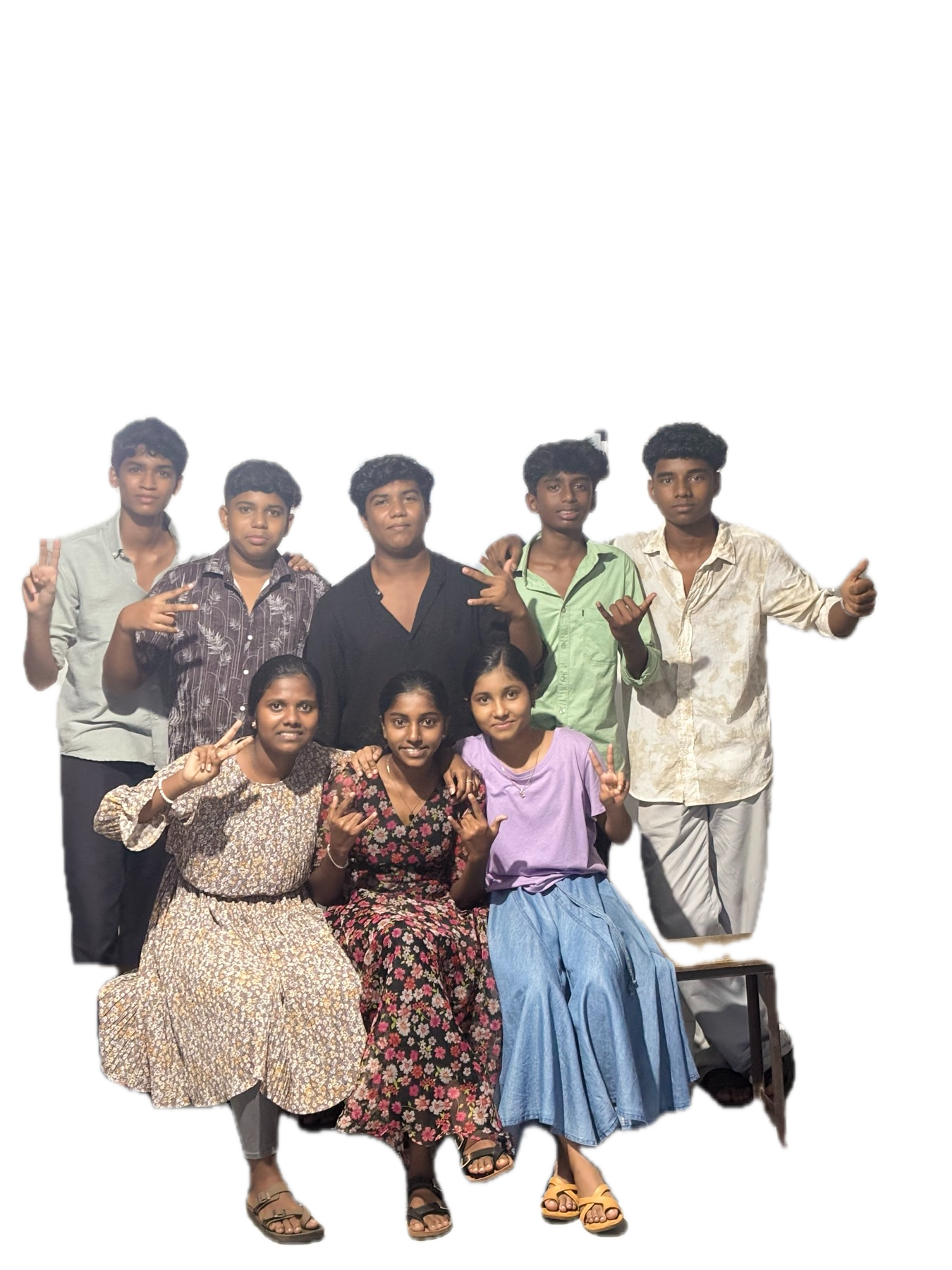 A pod of Learning Pod students posing together — chat on WhatsApp