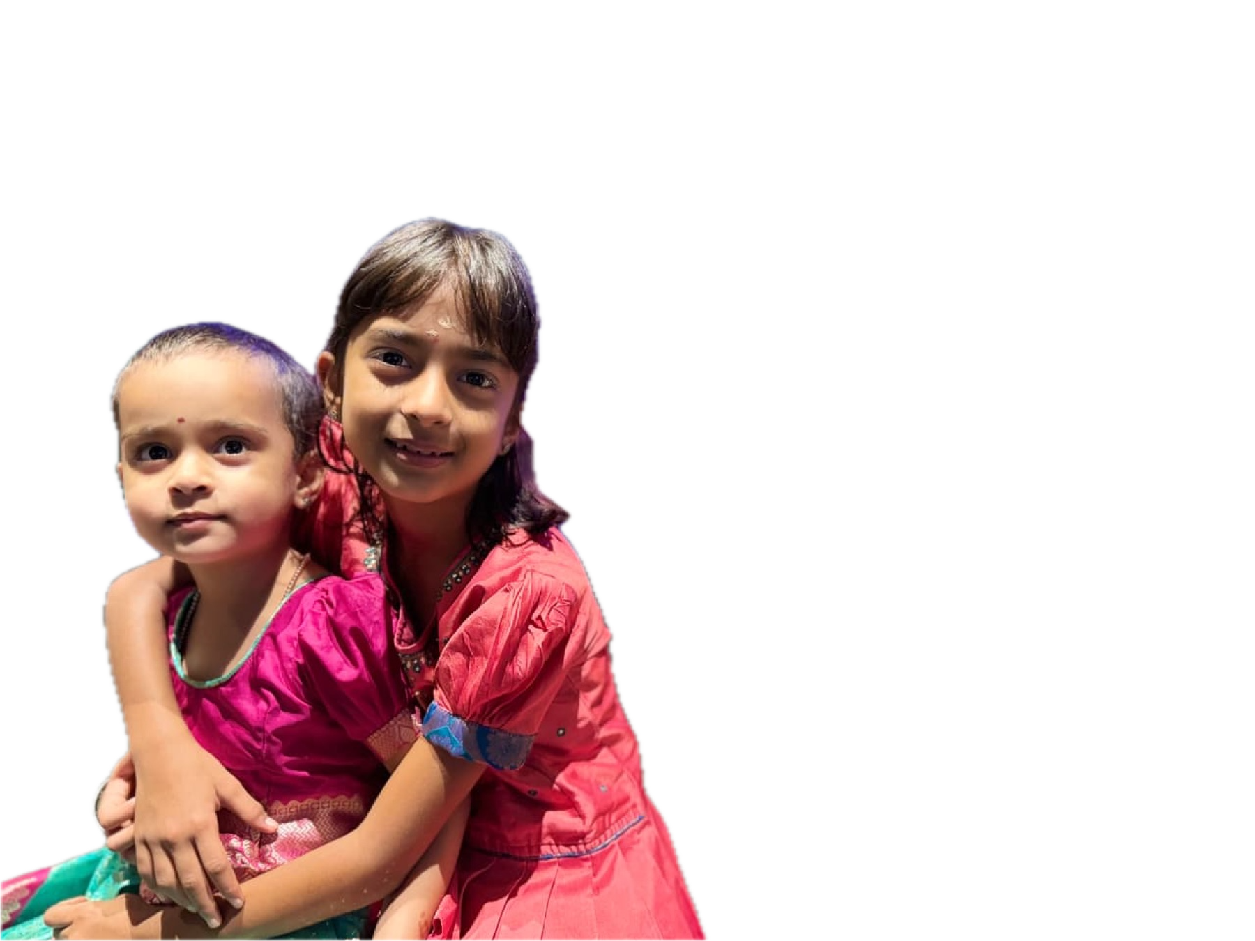 Two Learning Pod sisters saying hello